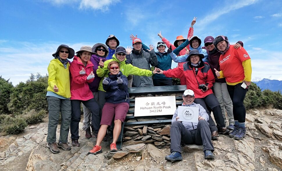Joanne leads a group of trekkers at Mt. Hehuan in Taiwan